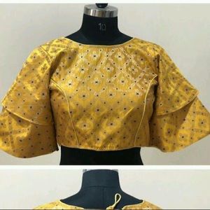 New yellow saree readymade blouse !